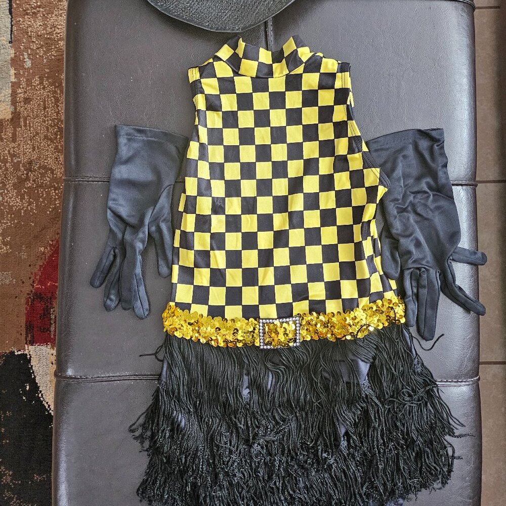 Leo's Dancewear 3-piece Checkered Yellow & Black Girl's Dance Costume